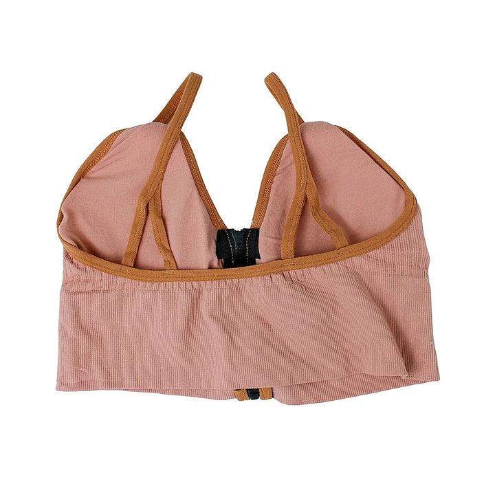 Sports Top Bra With Front Ziper And V Strap High Impact