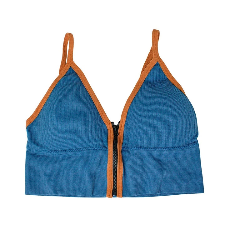 Sports Top Bra With Front Ziper And V Strap High Impact