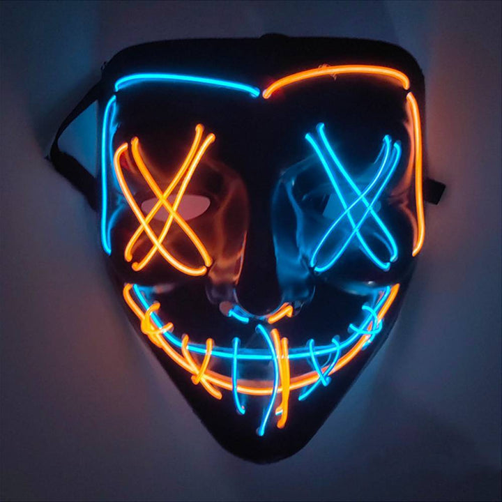 Mask Neon Stitches Costume Halloween Purge Cosplay Light Up Glow Wire