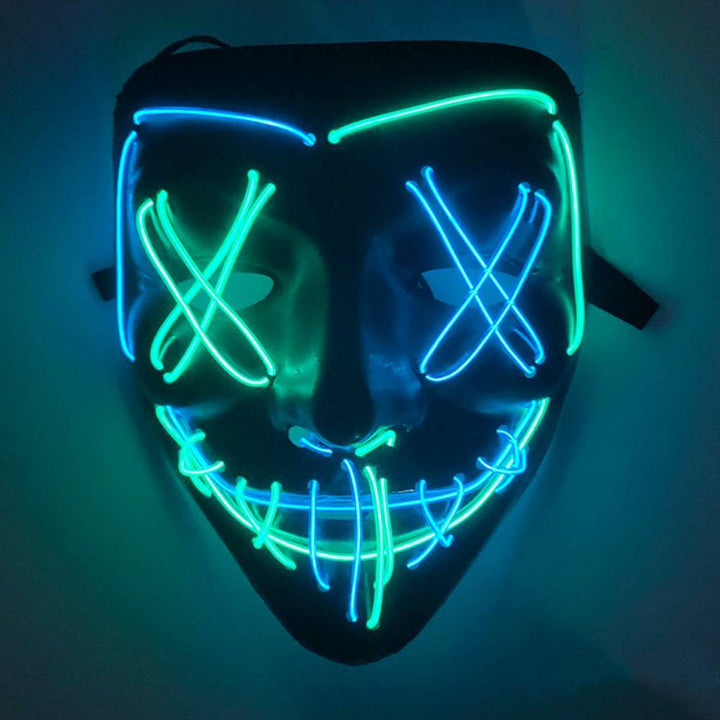 Mask Neon Stitches Costume Halloween Purge Cosplay Light Up Glow Wire