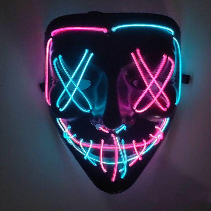 Mask Neon Stitches Costume Halloween Purge Cosplay Light Up Glow Wire