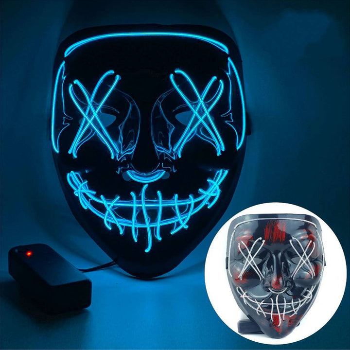 Mask Neon Stitches Costume Halloween Purge Cosplay Light Up Glow Wire