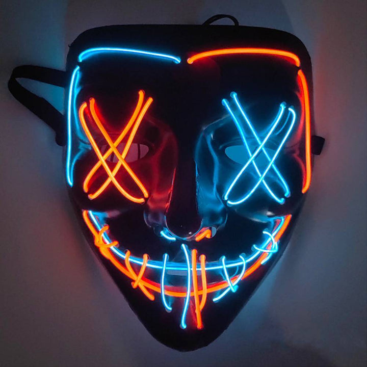 Mask Neon Stitches Costume Halloween Purge Cosplay Light Up Glow Wire